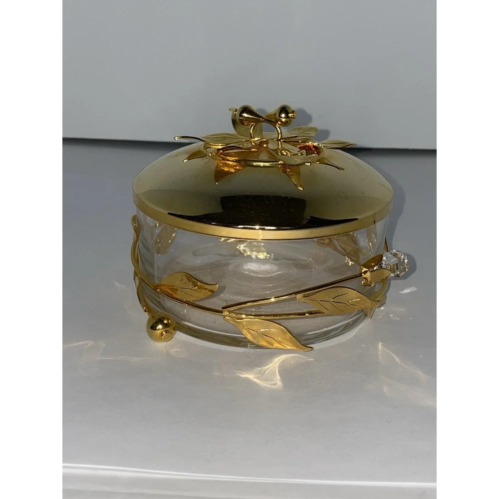 Echt‎ Kristall Glas Handarbeit Weidensteiner Frauenau Trinket Glass+Gold German